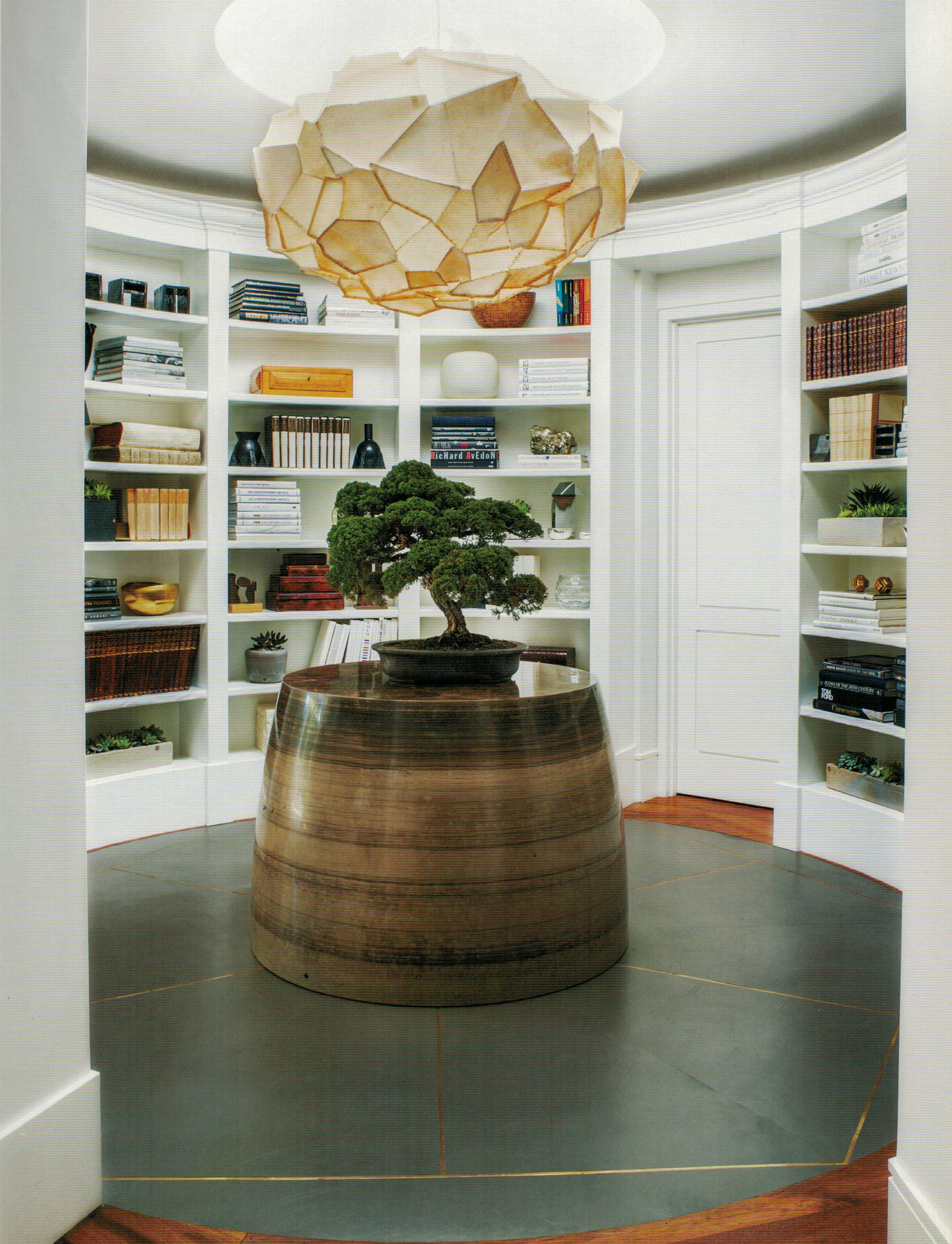 Custom leather flooring in foyer for Melinda Ritz Interiors, in Hollywood Interiors by Anthony Iannacci