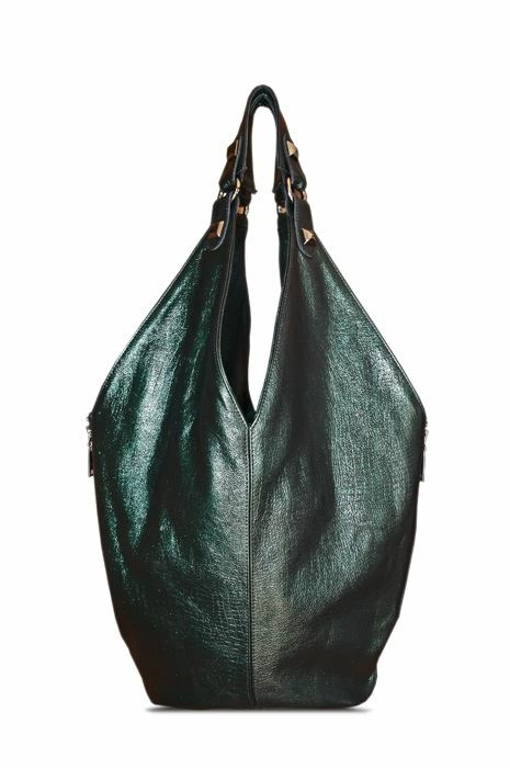 Hobo bag in luxe embossed metalglass