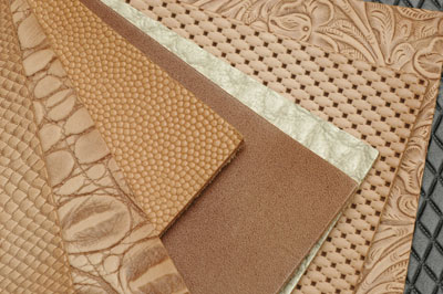 Durable animal-print leather floor tiles